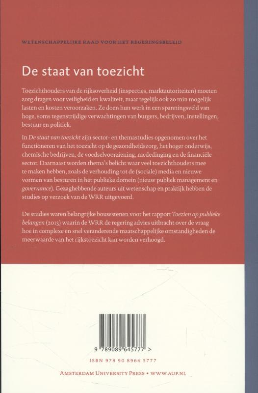 WRR verkenningen; 27 27 - De staat van toezicht achterkant