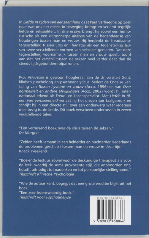 Liefde In Tijden Van Eenzaamheid achterkant