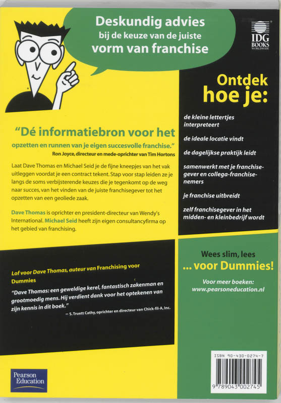 Voor Dummies - Franchising voor Dummies achterkant