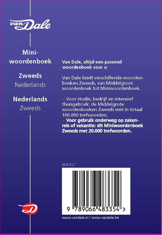Van Dale Miniwoordenboek Zweeds achterkant