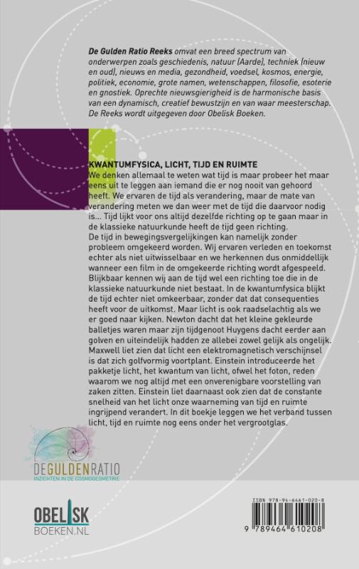 Kwantumfysica, licht, tijd en ruimte / De Gulden Snede Reeks / 2 achterkant
