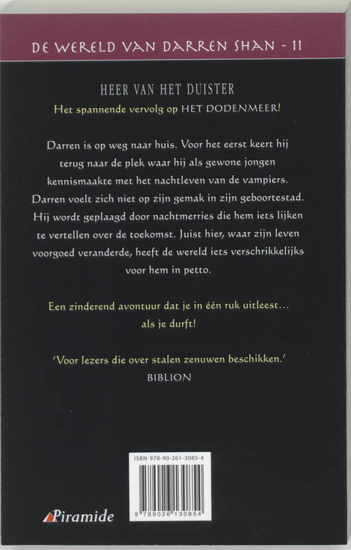 Heer van het Duister / De wereld van Darren Shan / 11 achterkant