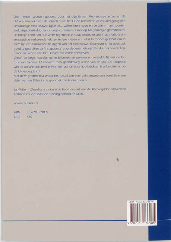 Korte Grammatica Bijbels Hebreeuws En Cd achterkant