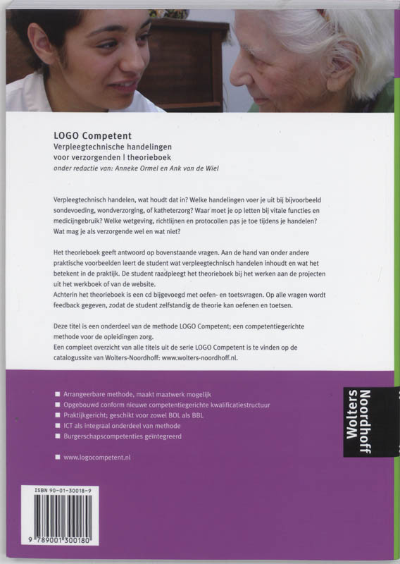 Theorieboek Voor verzorgenden LOGO Competent verpleegtechnische handelingen achterkant