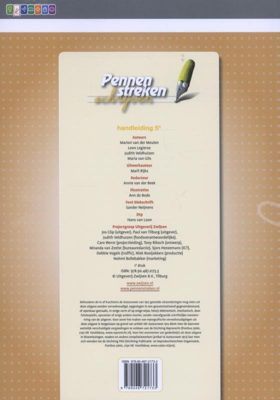 Pennenstreken schrijven 5B Handleiding achterkant