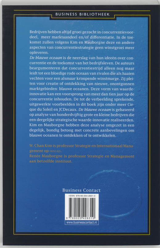De blauwe oceaan / Business bibliotheek achterkant