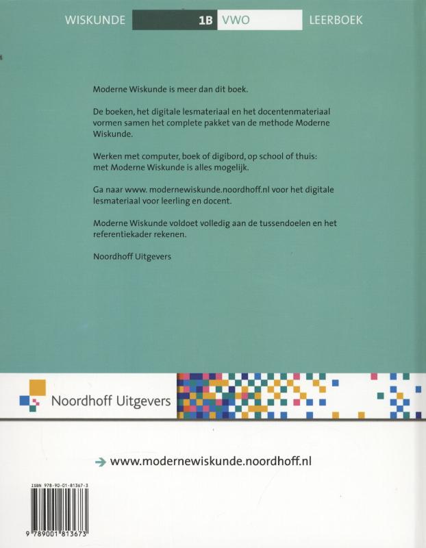 Leerboek 1B Vwo Moderne wiskunde achterkant