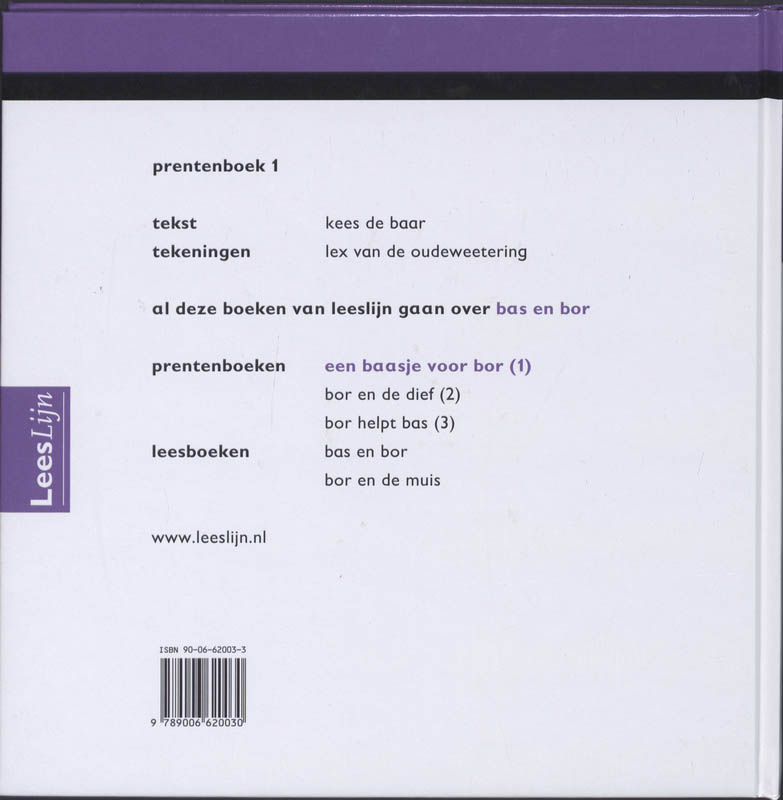 Leeslijn Nieuw Prentenboek 1 Baasje voor Bor achterkant