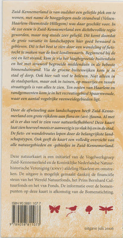 Natuurkaart Zuid-Kennemerland achterkant