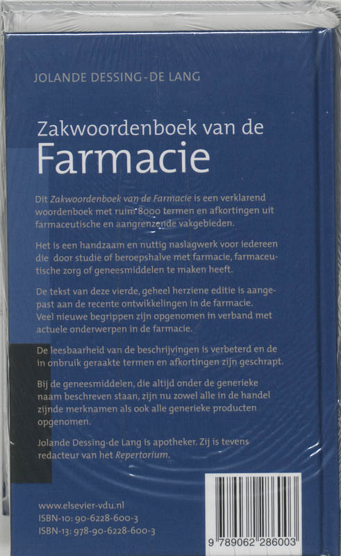 Zakwoordenboek van de Farmacie achterkant