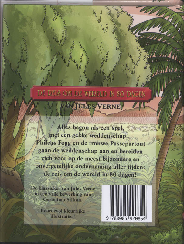 De reis om de wereld in 80 dagen achterkant