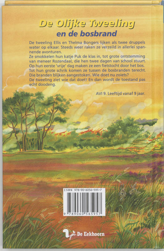 De olijke tweeling en de bosbrand / De olijke tweeling achterkant