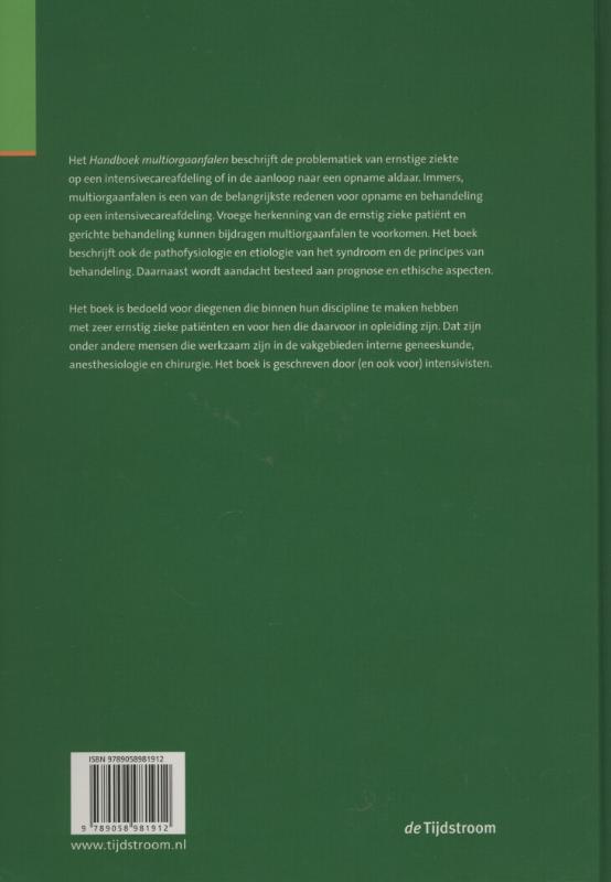 Handboek multiorgaanfalen achterkant