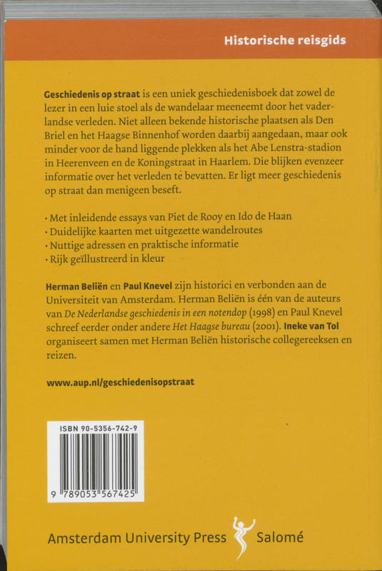 Geschiedenis op straat achterkant