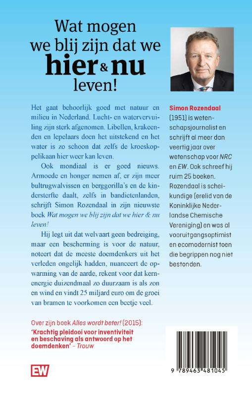 Wat mogen we blij zijn dat we hier en nu leven! / EW Boeken achterkant