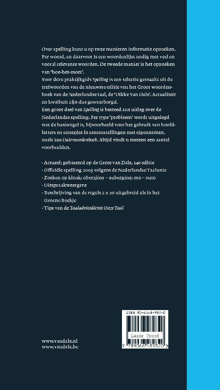 Van Dale Praktijkgids / Spelling / Van Dale Praktijkgidsen achterkant