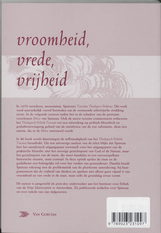 Vroomheid, Vrede, Vrijheid achterkant