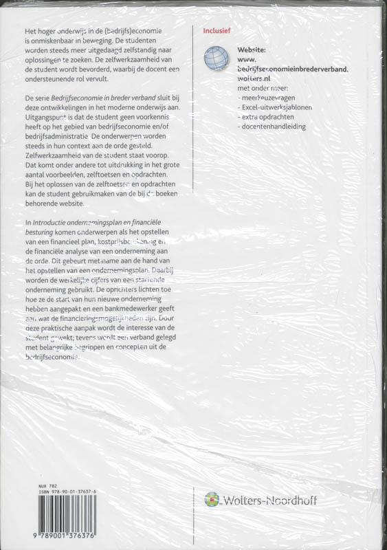 Bedrijfseconomie in breder verband  -   Introductie ondernemingsplan en financiele besturing achterkant