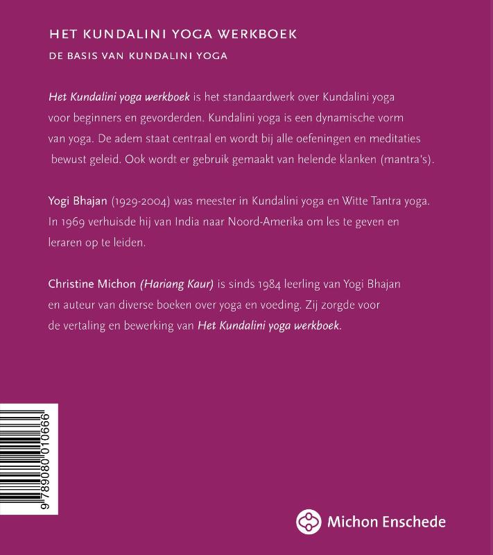 Het Kundalini yoga werkboek achterkant
