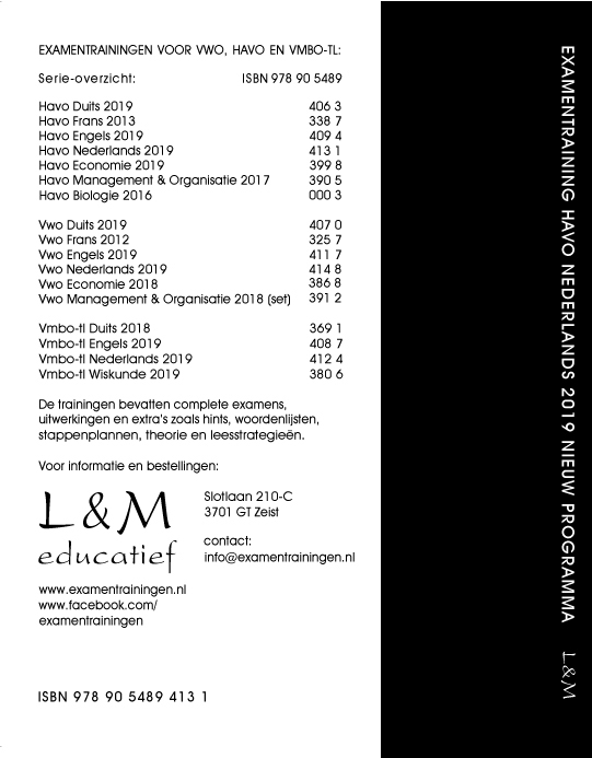 Examentraining Havo Nederlands 2019 achterkant