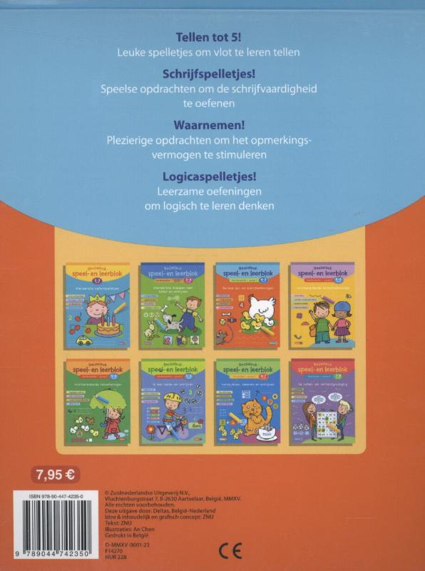 Reuzeleuk speel- en leerblok Eerste tel- en schrijfoefeningen; 2de kleuterklas; Groep 1; 4-5 jaar achterkant