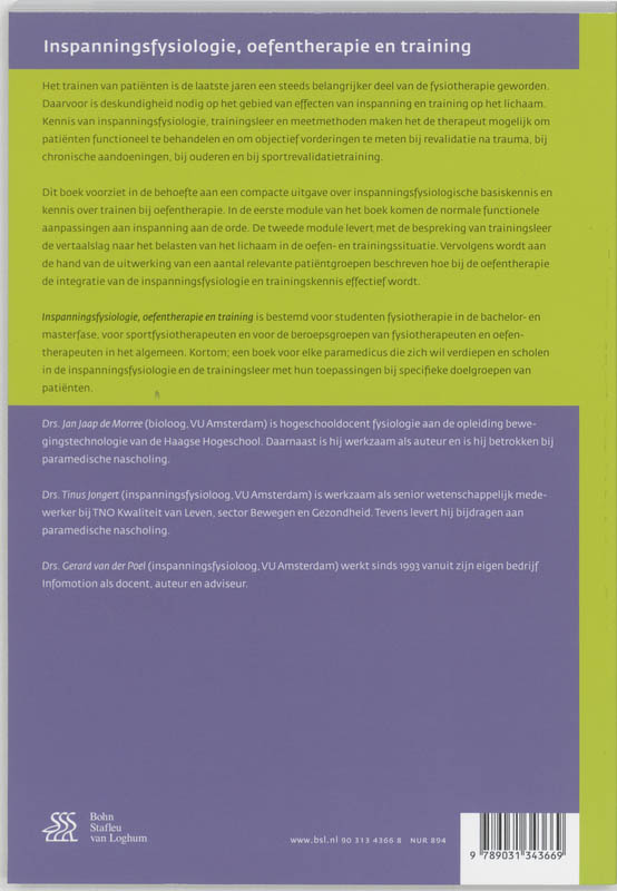 Inspanningsfysiologie, oefentherapie en training achterkant