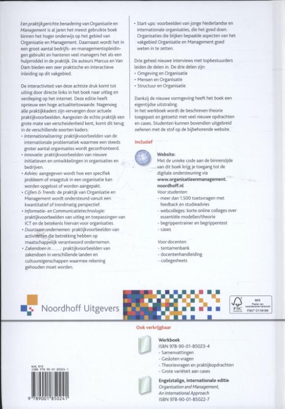 dropship Een praktijkgerichte benadering van organisatie en management / Vast Boek / Noordhoff achterkant