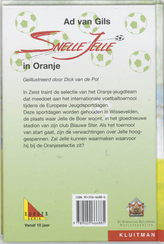 Snelle Jelle in Oranje / Suksesserie achterkant