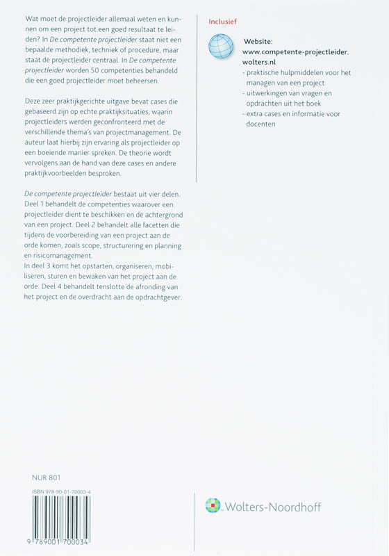 De competente projectleider achterkant