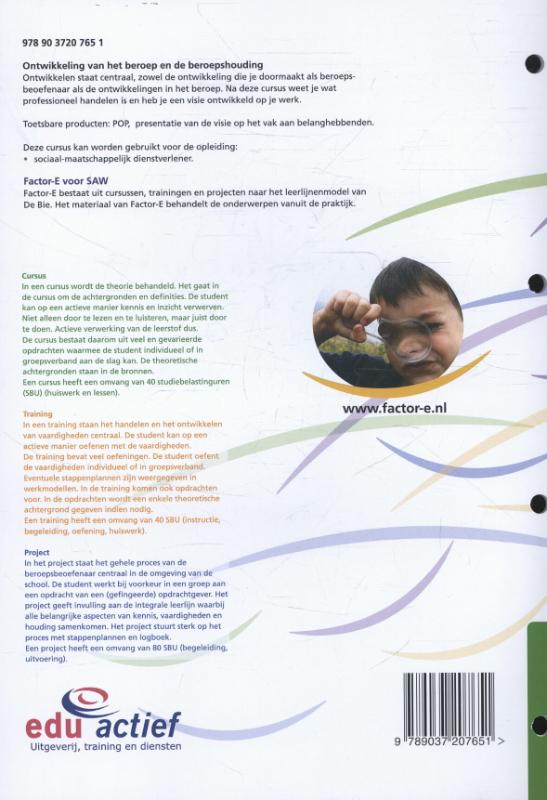 Factor-E ontwikkeling van het beroep en de beroepshouding Cursus achterkant