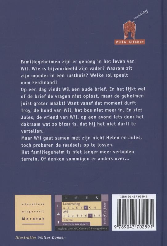 Familiegeheim / Villa Alfabet Rood achterkant