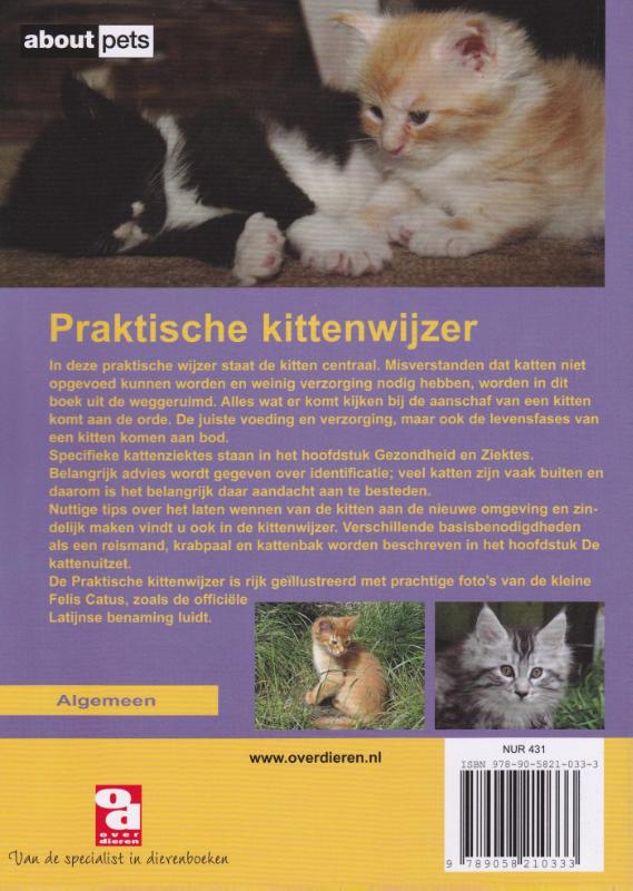 Praktische kittenwijzer / Over Dieren achterkant