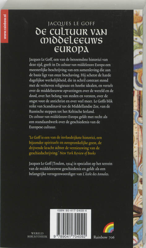 De cultuur van middeleeuws Europa / Rainbow paperback / 706 achterkant