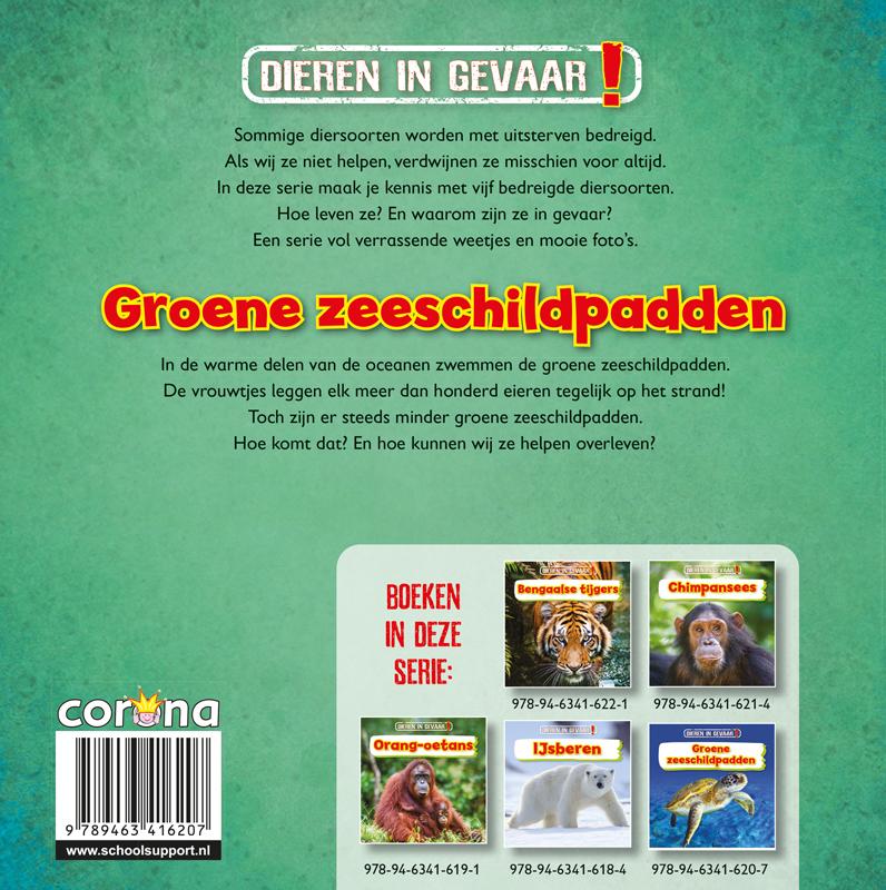 Groene zeeschildpadden / Dieren in gevaar! achterkant