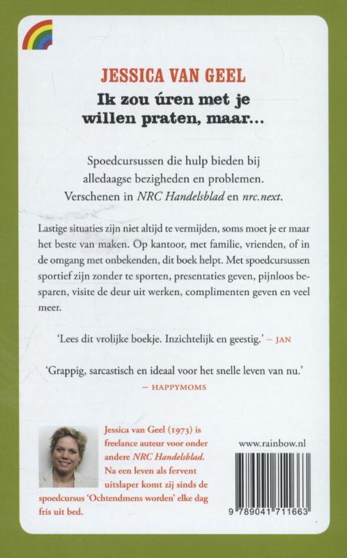 Ik zou uren met je willen praten maar... / Rainbow paperback achterkant