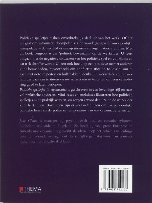 Politieke spelletjes in organisaties / Trends in bedrijf achterkant