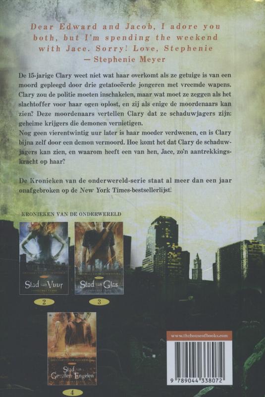 Stad van beenderen / Kronieken van de Onderwereld / 1 achterkant