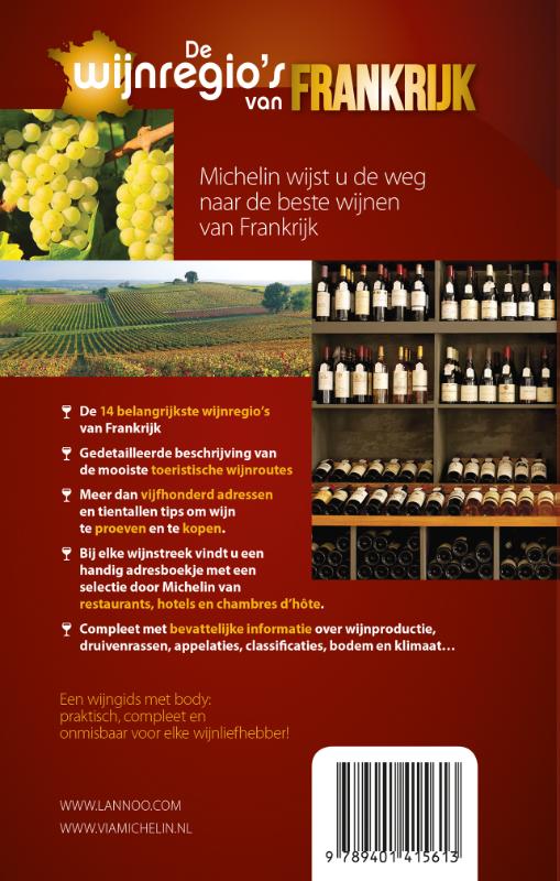 De wijnregio's van Frankrijk achterkant