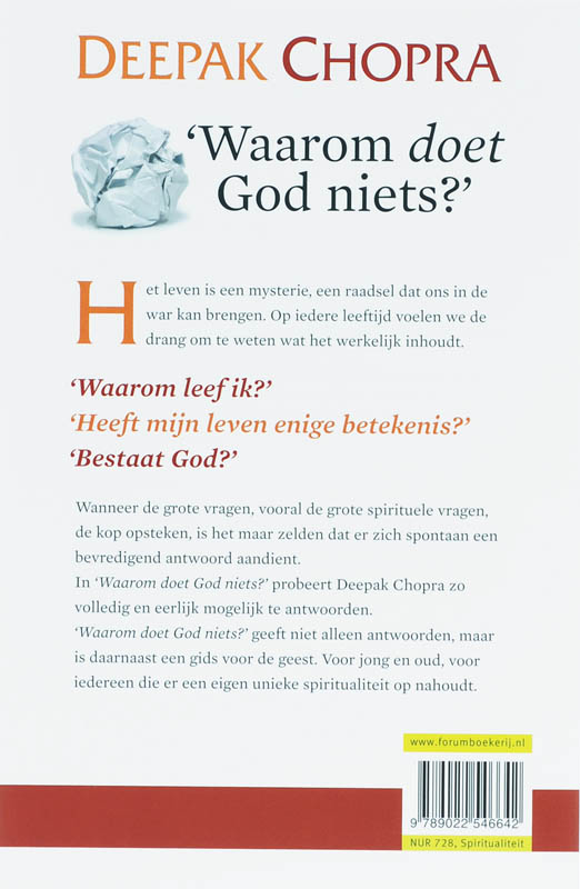 Waarom Doet God Niets? achterkant