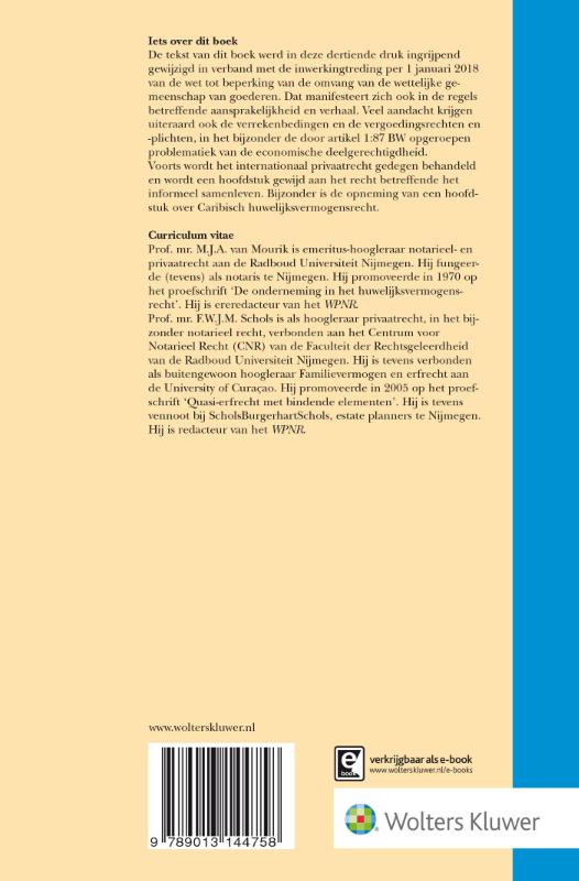 Monografieen Privaatrecht 12 -   Huwelijksvermogensrecht achterkant
