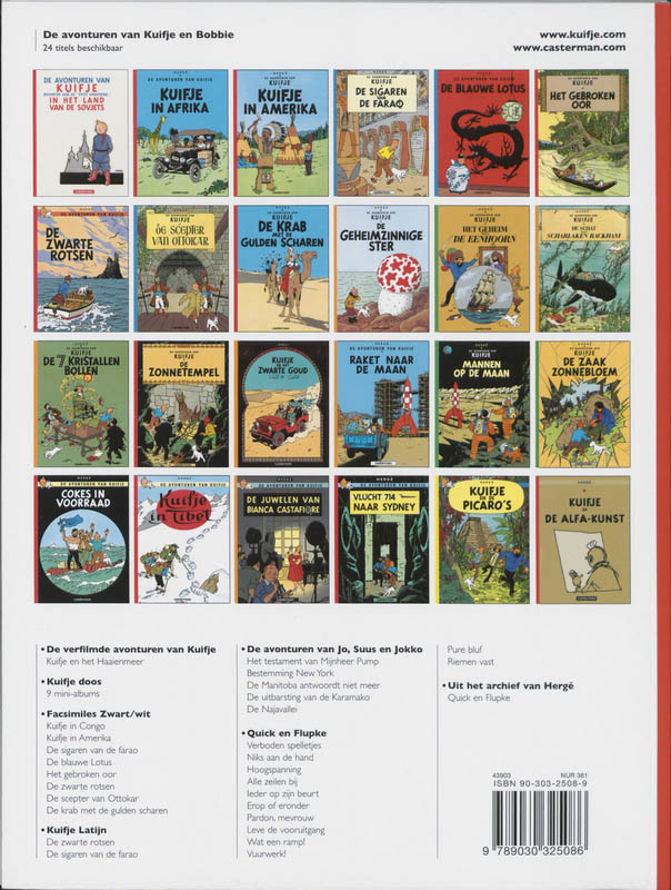 Kuifje / 8 de krab met de gulden scharen / De avonturen van Kuifje achterkant