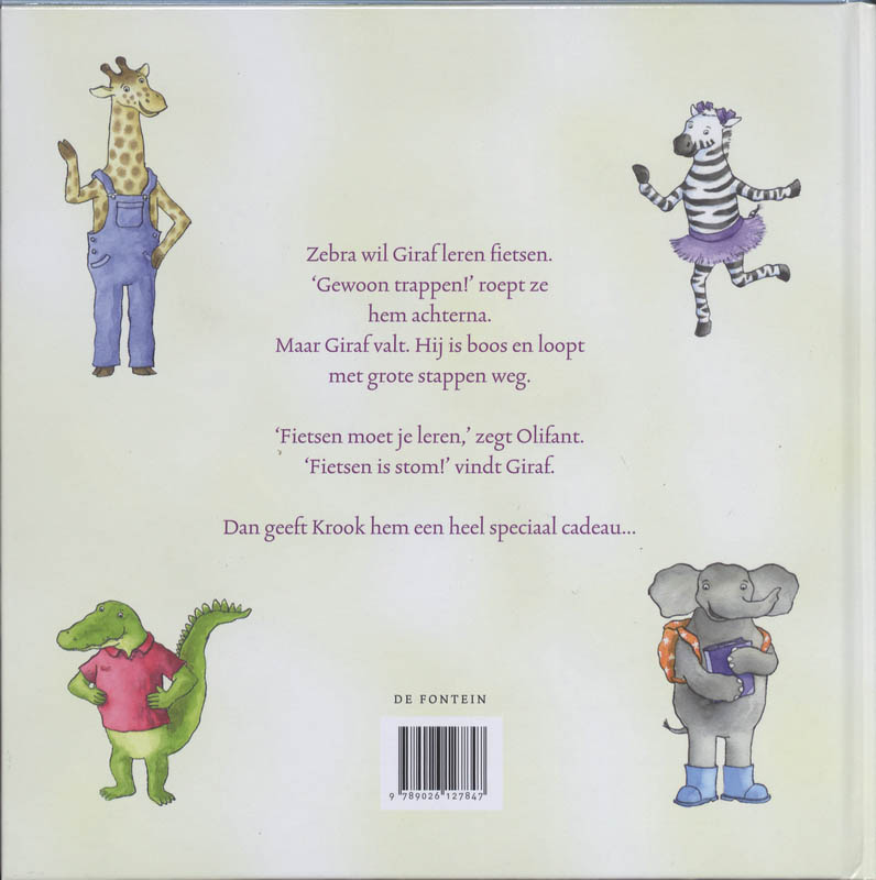 Giraf leert fietsen / Giraf achterkant