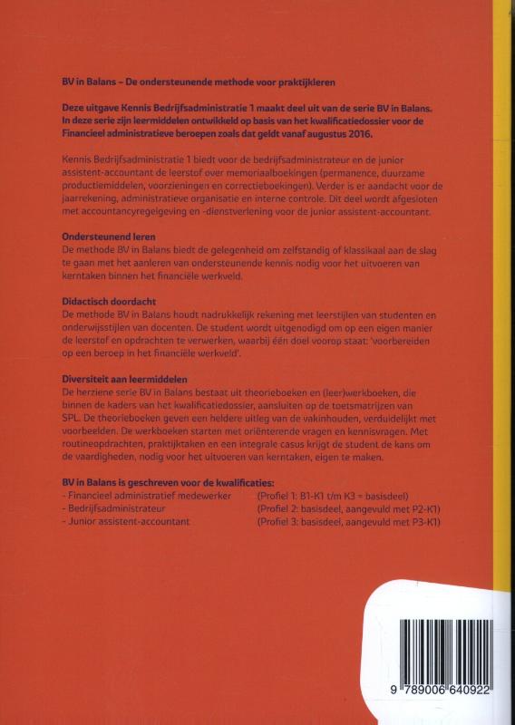 Kennis bedrijfsadministratie / 1 niveau 4 / Theorieboek / BV in balans achterkant