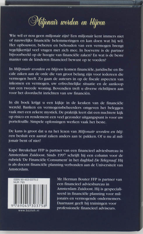 Miljonair Worden En Blijven achterkant