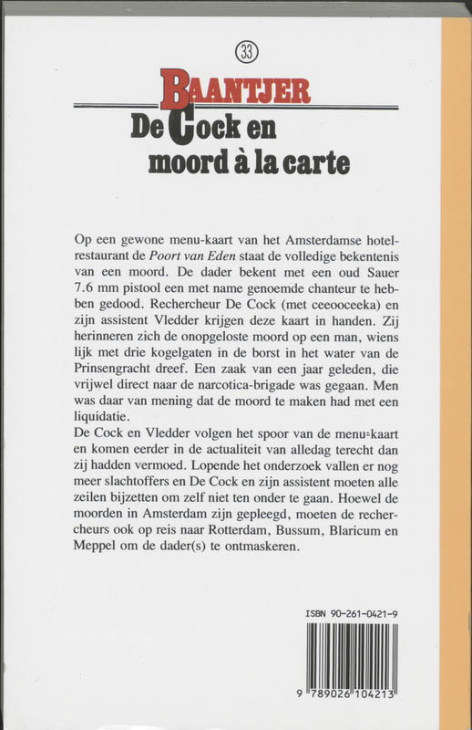 De Cock en moord a la carte / Baantjer / 33 achterkant