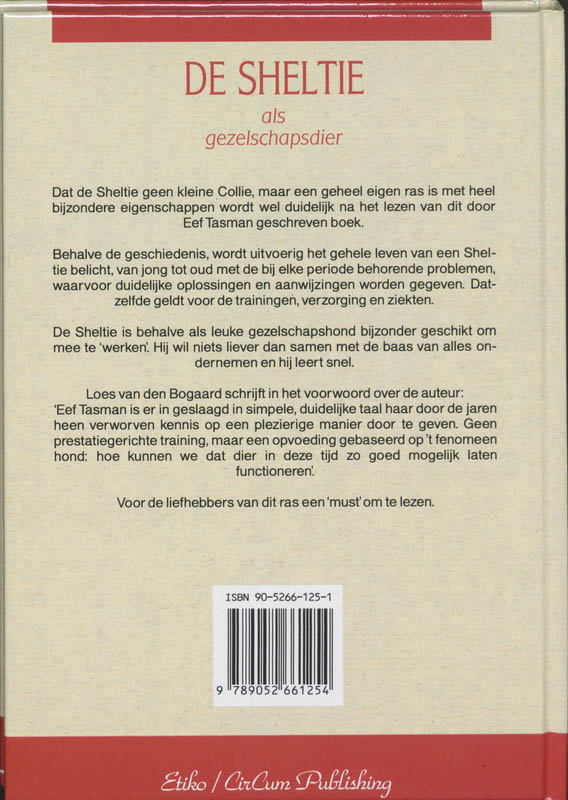 De Sheltie als gezelschapsdier / Etiko huisdieren achterkant