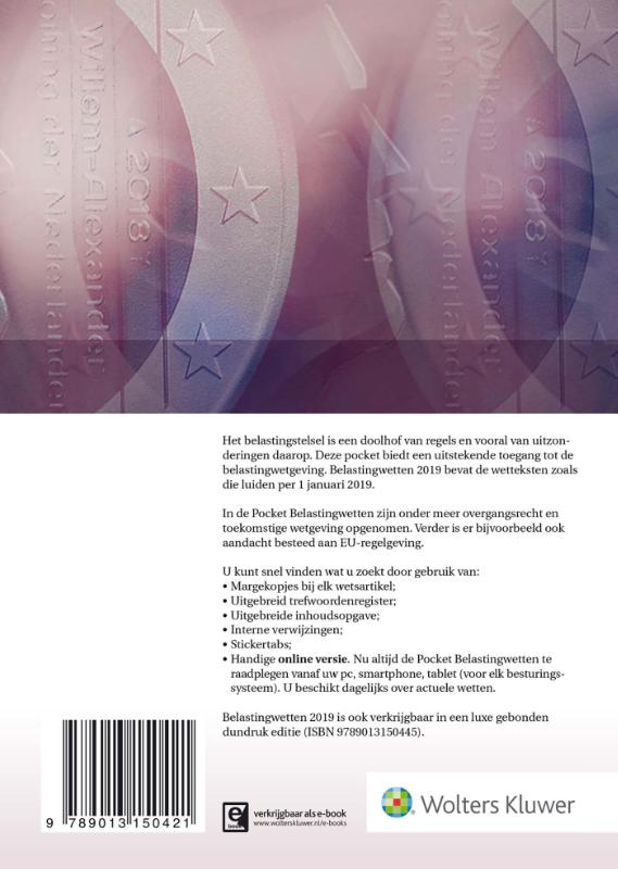 Belastingwetten - pocketeditie 2019 achterkant
