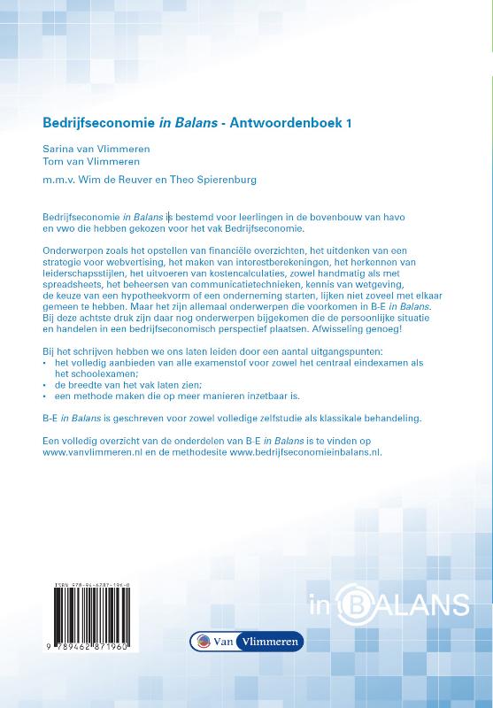 Bedrijfseconomie in Balans Havo Antwoordenboek 1 achterkant