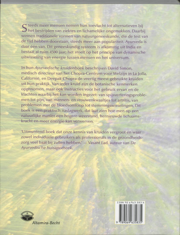 Het Ayurvedische kruidenboek achterkant
