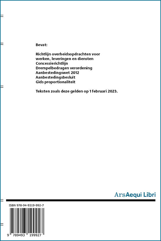Aanbestedingsrecht 2023 - studenteneditie / Ars Aequi Wetseditie achterkant